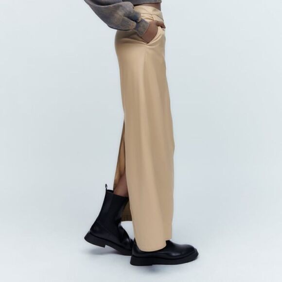Zara Midi Faux Leather Skirt New - Picture 6 of 9
